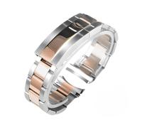 BoBoHome Solider Edelstahl Uhrarmband Bogen-Schnittstelle Männerersatz-Uhrenband für Rolex Submariner-Silber Rose Gold 20MM