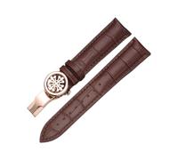 BoBoHome Weiches Echtes Leder-Armband Verstellbares Metallklappverschluss-Armband Reparaturaccessoires für PATEK Philippe-Braun + Roségold 19mm
