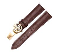 BoBoHome Weiches Echtes Leder-Armband Verstellbares Metallklappverschluss-Armband Reparaturaccessoires für PATEK Philippe-Braun + Gold 24mm