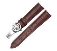 BoBoHome Weiches Echtes Leder-Armband Verstellbares Metallklappverschluss-Armband Reparaturaccessoires für PATEK Philippe-Braun + Silber 19mm