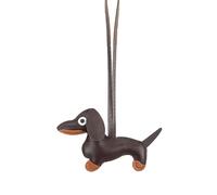 BOBOZHONG Dackel Schlüsselanhänger aus PU Leder - Handgemachter Niedlicher Dackel Anhänger als Schlüsselring, Taschencharm & Auto-Deko (Kaffeebraun, Mini Hund Design)