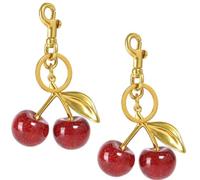 BOBOZHONG Kirsche Handtaschen-Anhänger, 2 Stück Kirsch-Bag Charm Vielseitiger Schlüsselanhänger Kirsch Bag Charm Schlüsselanhänger aus Metall Modische Tasche Anhänger, Geburtstagsgeschenke für Damen