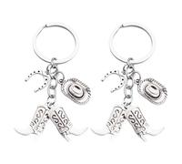 BOBOZHONG Schlüsselanhänger,2 Stück Cowboyhut Schlüsselanhänger Cowboystiefel -schlüsselanhänger Mini-cowboystiefel Vereinigte, für Reiter Reiten Rodeo Pferde,Geschenk Schlüssel Anhänger