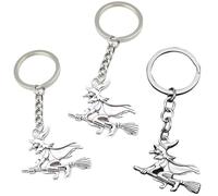 BOBOZHONG Schlüsselbund,3 Stück Hexe auf Besen Schlüsselanhänger,Metall Glücksbringer,Rucksack Haken,Thema Party Geschenk,für den besten Freund,Für Männer,Frauen,Kinder