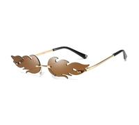 BOBOZHONG Sonnenbrille,Feuerbrille Mode Brille Flamme Sonnenbrille Polarizer Metal Eyewear Funky Eyeglasses Fashion Frameless Shades für Frauen Männer C3