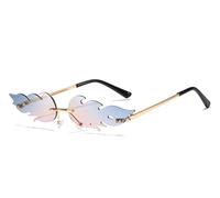 BOBOZHONG Sonnenbrille,Feuerbrille Mode Brille Flamme Sonnenbrille Polarizer Metal Eyewear Funky Eyeglasses Fashion Frameless Shades für Frauen Männer C14