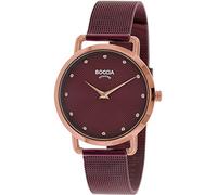 Boccia Damen Analog Quarz Uhr mit Edelstahl Armband 404TT3314-08, Rot