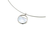 Boccia Damen Anhänger für Halskette in der Farbe Silber poliert mit weißem Perlmutt, antiallergen, 07023-01