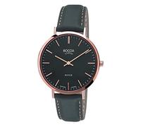 Boccia Damen-Armbanduhr Analog Quarz Leder, Schwarz, 3590-06
