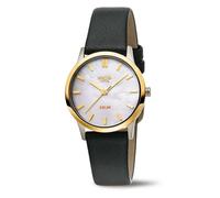 Boccia Damen Armbanduhr Solar 3363-02 Titan bicolor Lederband schwarz
