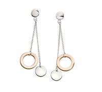 Boccia Damen Ohrstecker aus Titan in der Farbe Silber poliert, rosegoldplattiert, antiallergen, 05042-02
