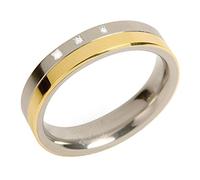 Boccia Damen-Ring teil-goldplattiert Titan 3 Brillanten GR.54 0129-0454