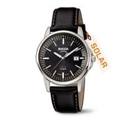 Boccia Herren Armbanduhr 3643-02 Solar Titan mit Lederband schwarz
