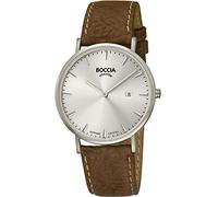 Boccia Herren Armbanduhr Leder Braun 39mm | Titangehäuse, Lederband mit Ziernaht, Saphirglas, 3648-01