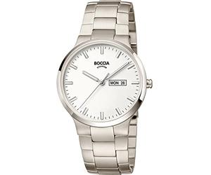 Boccia Herren Armbanduhr mit Gehäuse aus Titan, in der Farbe: Silber, Armband aus: Titan, Gehäusedurchmesser: 39 mm, 3649-01