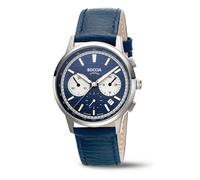 Boccia Herren Armbanduhr Sport 3734-02 Chronograph Titan Lederband blau