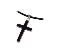 Boccia Kreuz-Anhänger Keramik schwarz