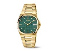 Boccia Titanium 3657-05 Herrenuhr Saphirglas superflach dunkelgrün gelbgoldfarben