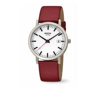 BOCCIA Titanium 3670-03 Unisex-Quarz-Uhr im Bahnhof-Design beerenrot Ø36,4mm