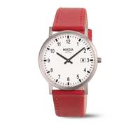 Boccia Titanium 3679-02 Titan Armbanduhr Weiß / rotes Lederband Ø37mm