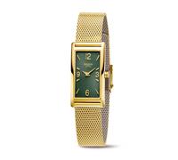Boccia Titanium Damenuhr 3366-03 Rechteckig Salbeigrün gelbgoldfarben