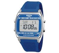 Boccia Titanium Digitaluhr 3738-02 Titan 37 mm blau, Unisex Quarz Armbanduhr mit PU Armband, Alarm Stoppuhr Timer Dualzeit, wasserdicht 5 bar, leicht und antiallergisch