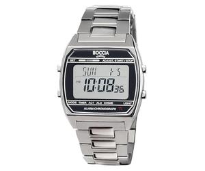 Boccia Titanium Digitaluhr 3738-05 Titan grau 40 mm, Herren Unisex Quarz Armbanduhr mit Titanband, Alarm Stoppuhr Timer Dualzeit, wasserdicht 5 bar, leicht und antiallergisch