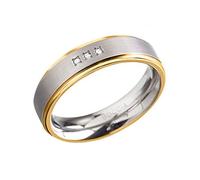 Boccia Unisex-Ring Titan teilvergoldet Diamant (0.015 ct) transparent Brillantschliff Gr. 62 (19.7) - 0134-0462