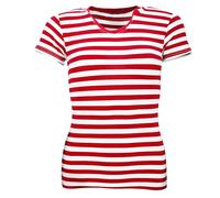 Bock op Kölle Ringelshirt Kurzarm Rot Weiß gestreift V-Neck Gr. XS