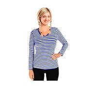 Bock op Kölle Ringelshirt Langarm Blau Weiß gestreift, V-Neck Gr. XS