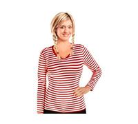 Bock op Kölle Ringelshirt Langarm Rot Weiß gestreift V-Neck Gr. XS