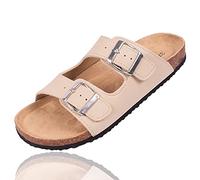 Bock op Kölle Schuhe Schöne Damen Pantoletten Blumen oder Pastell, praktische Arbeitsschuhe, Hausschuhe (Sand (beige), Numeric_40)
