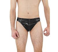 Bockle® Leather Slip Echte Lederhose Herren Boxershorts Unterhose Slip Pants Briefs Hipster Leder Wetlook Männer Unterwäsche, Size: S