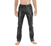 Bockle® New 411 Lamb Leather Pants Lederhose Herren Tube Röhre Skinny Slim Fit Herren, Size: 40W / 36L