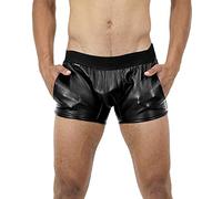 Bockle® New Boxer Lamb Lederhose Herren Leder Jeans Herren Boxershorts Unterhose Slip Pants Briefs Hipster Leder Wetlook Männer Unterwäsche, Size: XXXXL