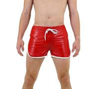 Bockle® Quick Pants Faux RED Leder Shorts Pants Kurze Lederhose Gay CSD Lederhose Kunstlederhose, Kunstleder, kein echtes Leder, Size: M