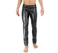 Bockle® Super Skinny Faux Button Kunstlederhose, Kunstleder, kein echtes Leder Lederhose Herren, Size: 31W / 32L
