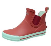 Bockstiegel Damen Gummistiefel Momo kurz mit seitlichem Elastikeinzug - Wasserdichte Stiefelette mit Ausziehhilfe in Rot-Weiß Größe 39