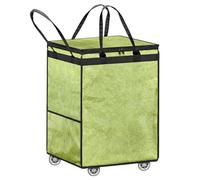 Boczif Großer Wäschekorb, wiederverwendbare Einkaufstasche, zusammenklappbarer Einkaufswagen mit Rollen und Griff, Rolltasche, Aufbewahrungstasche für Kleidung und Lebensmittel (Grün)
