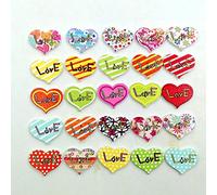 Bodhi200 Knöpfe, 50 Stücke Bunte Herzform 2 Löcher Holzknöpfe zum Nähen Scrapbooking Crafting Ornament Kunst DIY Dekor