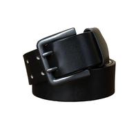 BODOBTF 4,3 cm dicker Echtleder-Gürtel für Herren, Doppeldornschnalle, Cowboy-Jeans-Riemen, Schwarz , 125 cm