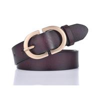 BODOBTF Damen-Ledergürtel, goldene Schnalle aus Legierung, natürliches Rindsleder, Damen-Jeansgürtel, Hosengürtel, weiblich, braun, 105 cm