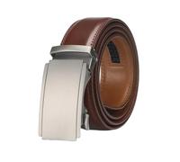 BODOBTF Ratschengürtel für Herren, echtes Leder, Rindsleder, für Kleiderhosen, verstellbarer Gürtel, Dp17 Braun, 110cm-41.3in