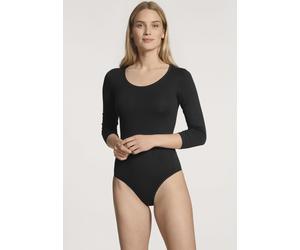 Body CALIDA "Natural Comfort", Damen, Gr. XXS (32/34), N-Gr, schwarz, Single Jersey, Obermaterial: 92% Baumwolle, 8% Elasthan, unifarben, normal, Rundhals, gerader Abschluss, Bodys Body, 3/4-Arm, elas