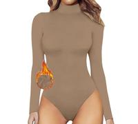 Body Damen Thermo Damenbody Langarm Elegant Bodysuit Stehkragen Fleece Bodysuits Oberteil Bluse Rollkragen Langarmbody Warm Bequem Rolli Rollkragenshirt Langarmshirt Overalls Hemd Long Sleeve Tops