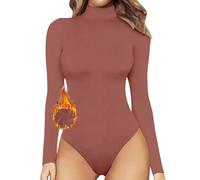 Body Damen Thermo Damenbody Langarm Elegant Bodysuit Stehkragen Fleece Bodysuits Oberteil Bluse Rollkragen Langarmbody Warm Bequem Rolli Rollkragenshirt Langarmshirt Overalls Hemd Long Sleeve Tops