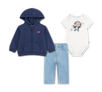 Body & Hose LEVI'S KIDS "LVB 3PC FULL ZIP HOODIE SET", Jungen, Gr. 24M (92), naval academy, Sweatware;Denim/Jeans;Jersey, Obermaterial: 60% Baumwolle, 40% Polyester. Obermaterial 2: 70% Baumwolle, 28%