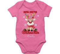 Body Junge Mädchen - Geschenke - Mein erstes Weihnachten mit Name personalisiert I Weihnachtsoutfit Baby I 1. Weihnachten - 1/3 Monate - Pink - my first christmas outfit weihnachts-baby-strampler