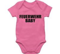 Body Kurzarm - Feuerwehr Baby - schwarz - 3/6 Monate - Pink - junge kurzärmelig outfit feuerwehrmann babybody sachen feuerwehrgeschenkartikel baby-kurzarmbodys neugeborenen feuerwehrgeschenke