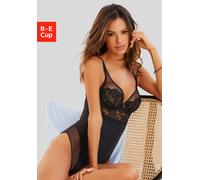 Body LASCANA "Mia", Damen, Gr. 80, Cup B, schwarz, Spitze, Obermaterial: 75% Polyamid, 15% Elasthan, 10% Polyester, Bodys Body, mit dezent transparenten Spitzeneinsätzen, sexy Dessous, Reizwäsche (156
